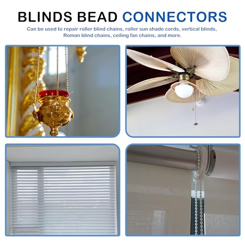 12 PCS Stainless Steel Blind Chain Connector Clips for 4.5mm Ball Chains