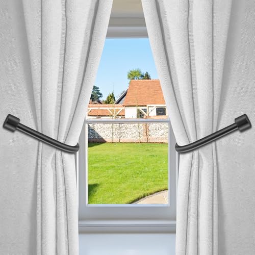 Minimalist Cast Iron Curtain Holdbacks - Heavy Duty Metal Tiebacks, 2-Pack