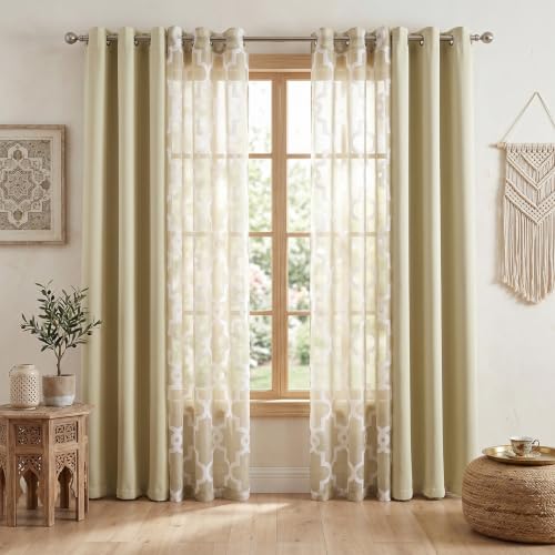 4-Piece Curtain Set with Moroccan Sheers & Room Darkening Drapes
