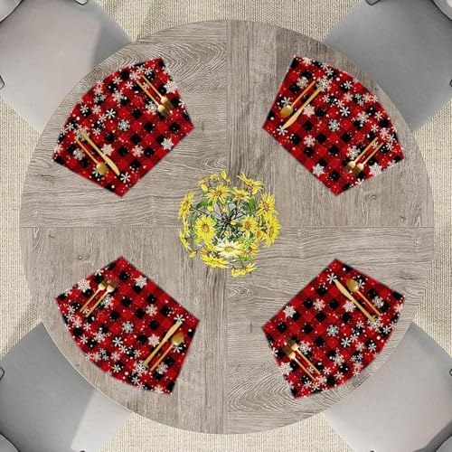 Artoid Mode 12x18 In Red/Black Wedge Placemats Set of 4 for Round Tables