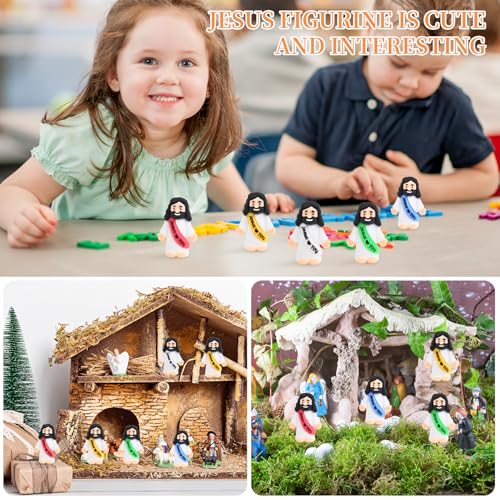 100 Mini Jesus Figurines, Tiny Rubber Religious Pocket Tokens in Bulk