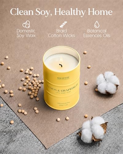 Lemon Grapefruit Scented Soy Candle - 11.3oz Organic & Non-Toxic