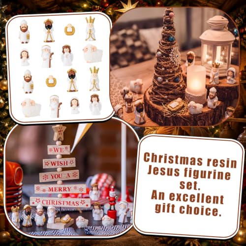 Vertintong Classic 64 Pcs Nativity Scene Mini Jesus Figurines Bulk Set for Christmas