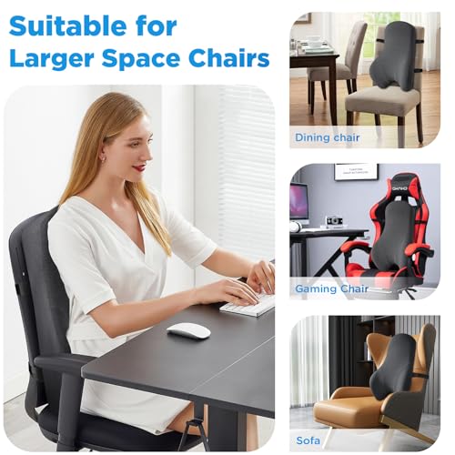 Memory Foam Lumbar Support Pillow for Office Chair - Adjustable Back Cushion