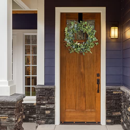 22-Inch Artificial Eucalyptus Wreath for Front Door, All-Season Greenery