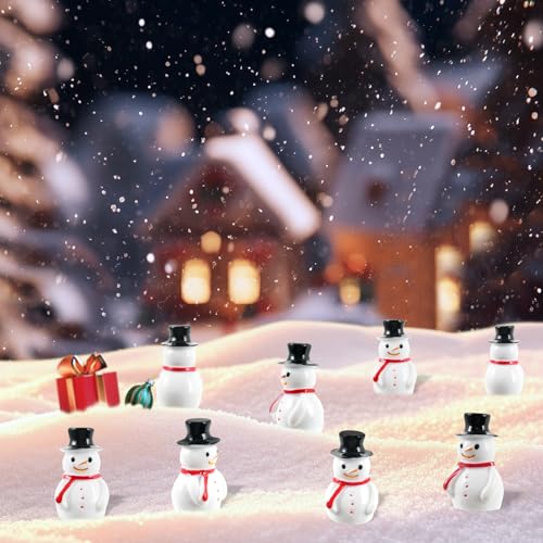 50Pcs Mini Snowman Christmas Figurines Kit,Mini Snowman Ornaments for Christmas Dec