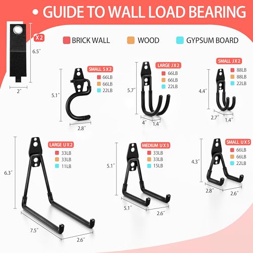 18-Pack Heavy Duty Garage Hooks - Anti-Slip Wall Mount Storage Hooks