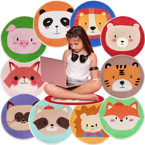 10-Piece Kids Classroom Carpet Circle Seats, 16-Inch Non-Slip Floor Rugs