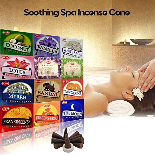 Natural Incense Cones Variety Pack - 12 Assorted Scents (120 Count)