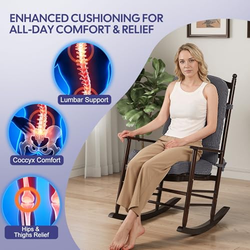 Rocking Chair Cushion Set, Corduroy Glider Rocker Pad with Non-Slip Back