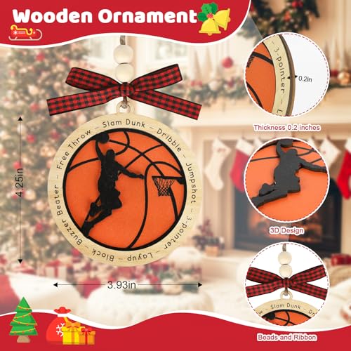 PAIVSUN Basketball Christmas Ornament Wooden Holiday Decor for Tree - Gift for Players & Fans