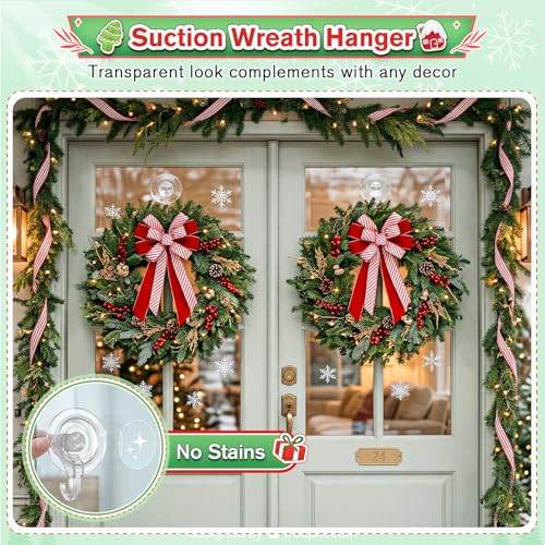 VIS'V Heavy Duty Suction Wreath Hanger, 22 LB Clear, 2 Pcs