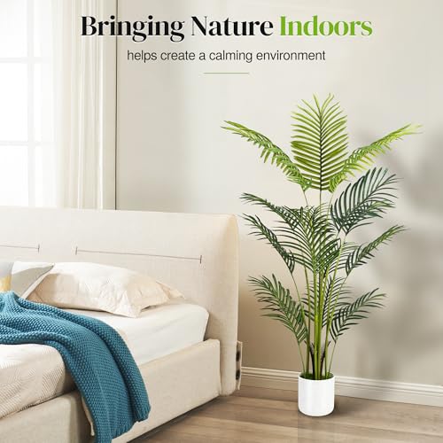 4FT Artificial Areca Palm Tree with White Planter - 2 Pack