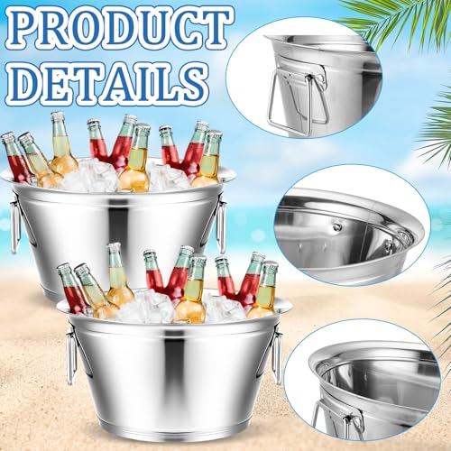 Maxdot 2-Pack Large Stainless Steel Champagne & Ice Buckets for Parties