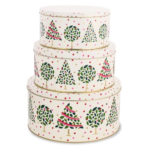 Kate Spade New York Set of 3 Confetti Dot Nesting Cookie Tins, Festive Holiday Storage