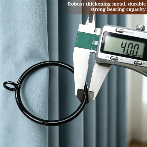 50 Pack Heavy Duty Metal Curtain Rings with Eyelets - 1.5 Inch Black