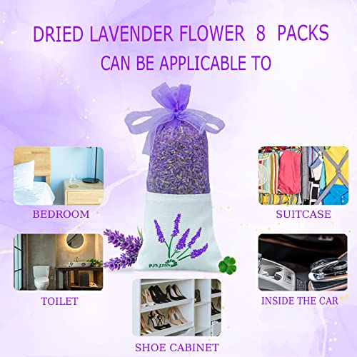 8-Pack Dried Lavender Sachets for Drawers and Closets, Natural Air Freshener