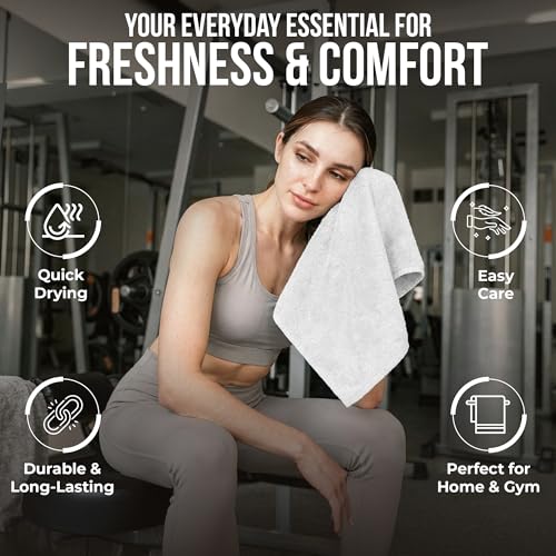 RIVERSIDE 24 White Cotton Wash Cloths - 12x12 Inches, Soft & Absorbent