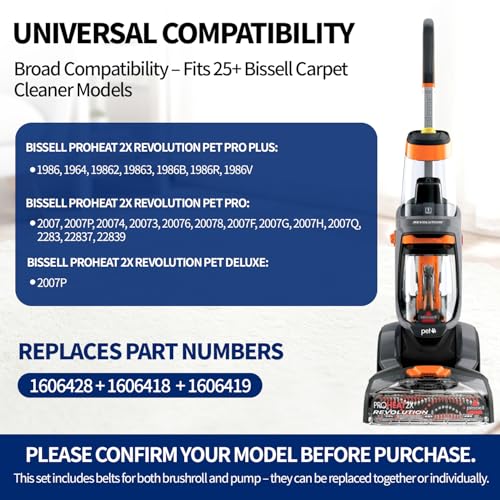 3-Piece Carpet Cleaner Replacement Belt Kit for Multi-Series Cleaners