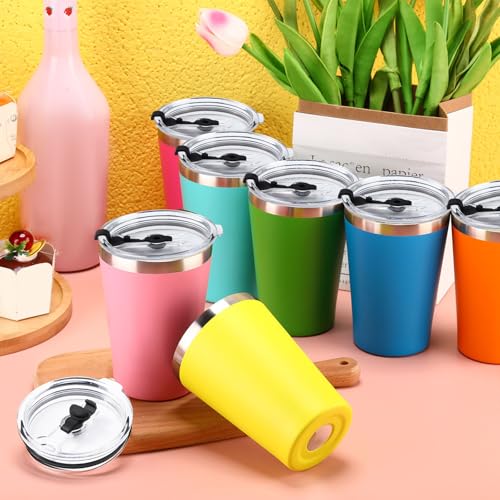 Potchen 12 oz Stainless Steel Insulated Travel Mug with Leak-Proof Lid - Bulk Pack of 16, Cold & Hot Drinks