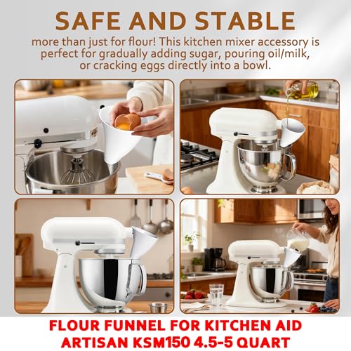2 Pcs Flour Pouring Funnel for Tilt-Head Stand Mixer, Dishwasher Safe