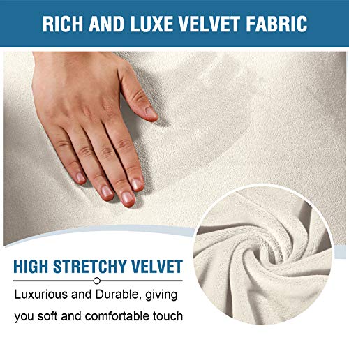 Recliner Chair Cover Set - 4-Piece Velvet Slipcovers, Ivory
