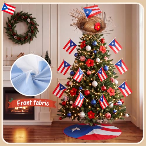 Irenare Puerto Rico Christmas Tree Decor Kit with Flag Skirt & Toppers, 35.4 Inch