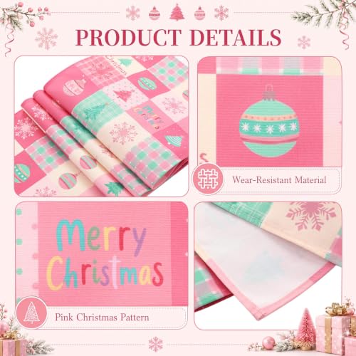Gilprop Pink Christmas Table Runner 13 x 72 in Pastel Checkered