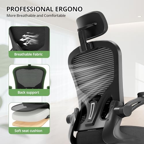 Ergonomic High Back Office Chair, 330lb Capacity Mesh Desk Chair with Headrest