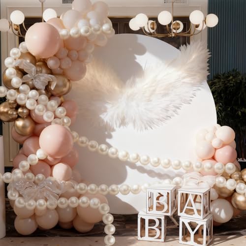 100 Pcs 2.2-Inch Pearlescent White Pearl Ball Garland Kit for Party Decor