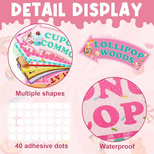 Welcome to Candyland Party Signs - 20 Pieces Candy Land Themed Decorations Kit for Kids Girls Birthday Halloween Christmas