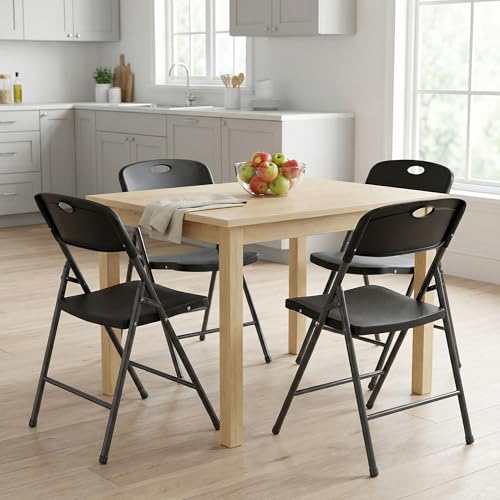 Folding Chairs 2-Pack, Heavy Duty Portable Steel Dining Chairs for Indoor Outdoor