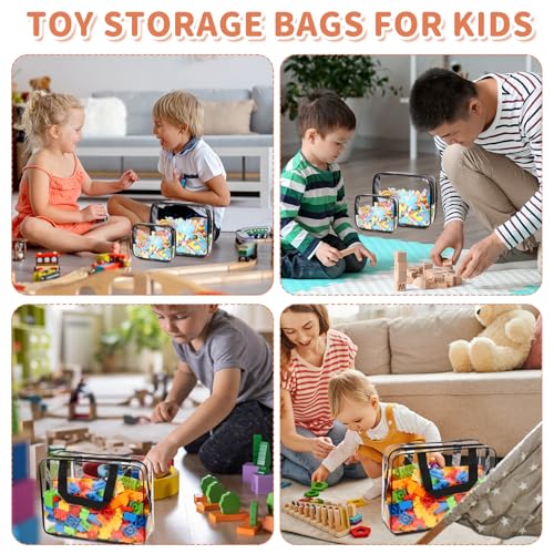 18-Pack Clear Toy Storage Bags with Zipper and Labels, Waterproof PVC Organizers