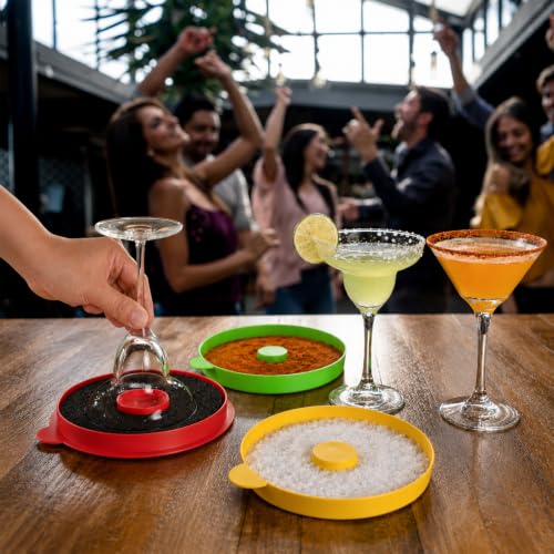 2 Pack Margarita Salt Rimmer Set with 3-Tier Glass for Lime Juice & Seasonings