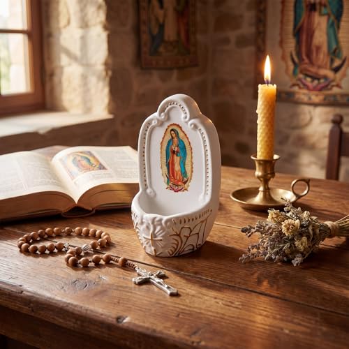 Our Lady of Guadalupe Holy Water Font - Resin Wall Mount Religious Decor