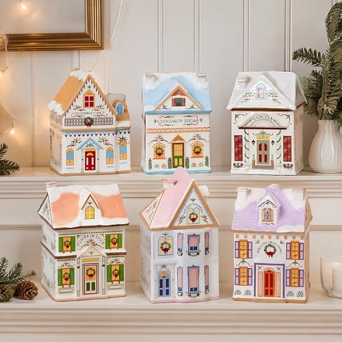 6-Piece Mini Christmas Gingerbread House Spice Jars & Holiday Decor