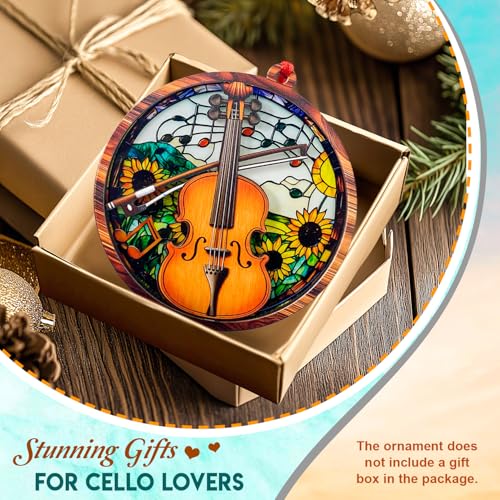 Cello Christmas Ornament - Wooden & Acrylic Holiday Tree Decor - Cello Variation