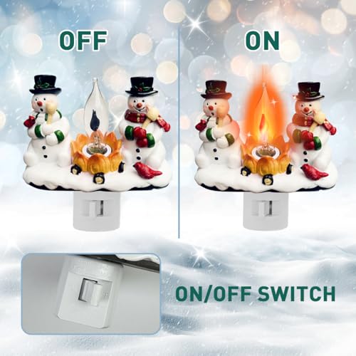 Christmas Decorations，Snowman Campfire Night Light，4 Inch Resin