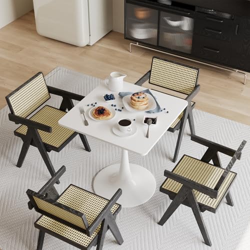24-Inch Small Square Pedestal Dining Table, Mid-Century Modern Bistro Table
