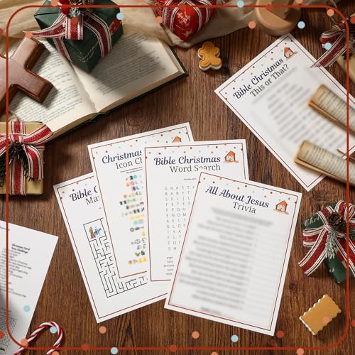 Bible Christmas Trivia Games Set - 5 Fun Christian Party Games for Family & Church