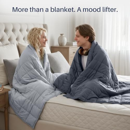 Cooling Weighted Blanket for Adults - Dark Grey, 48"x72", 15lbs