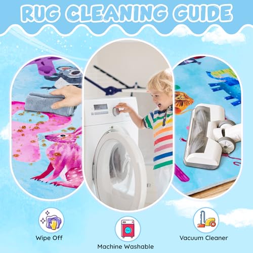 Alphabet Classroom Rug, 3x5 Non-Slip Washable Carpet for Kids Playroom