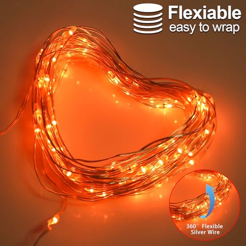 Orange Fairy String Lights 33Ft 100 LED Battery Operated Timer