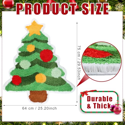 Tinideya Christmas Tree Bath Mat Non-Slip Absorbent 29.5x25.2 in