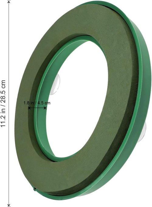 Floral Foam Ring - 11.2 Inch Wet Flower Foam Base with 4 Suction Cups | Ideal for Wedding Decor & Centerpieces