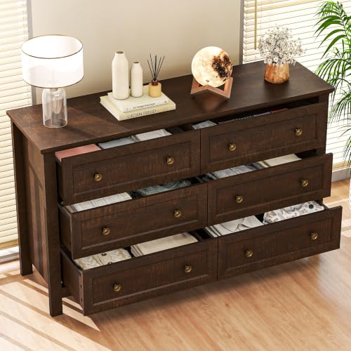 3-Piece Farmhouse Bedroom Furniture Set: 6-Drawer & 5-Drawer Dresser, Nightstand