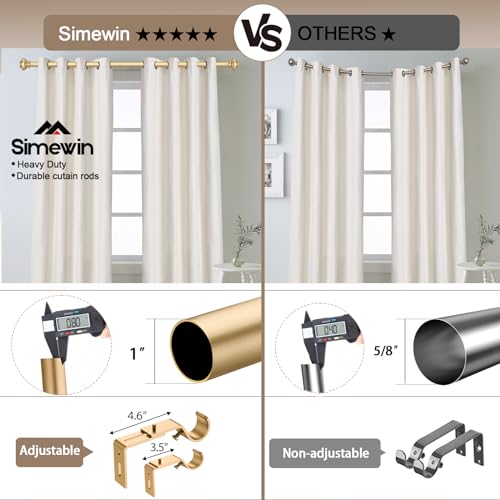 Heavy Duty Gold Curtain Rod (28-48 Inches) - 1 Inch Adjustable Drapery Rod