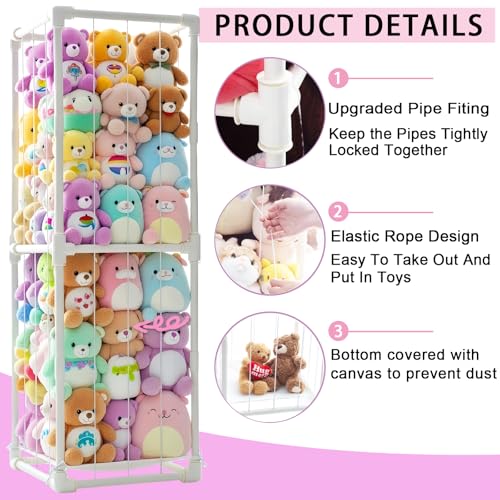 Vertical Stuffed Animal Storage Tower - Large Toy Organizer for Kids