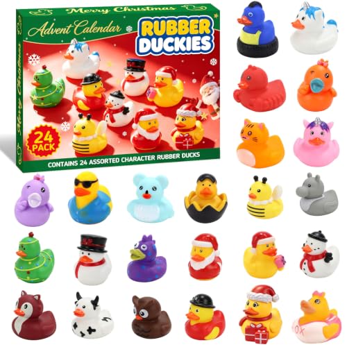 Christmas Rubber Duck Advent Calendar - 24 Day Countdown Toys for Kids