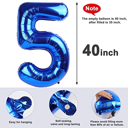 40 Inch Blue Number Balloons for Birthday Party Decorations